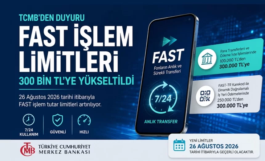 TCMB'den FAST İşlem Limitlerinde Artış: Üst Sınır 300 Bin TL'ye Yükseltildi